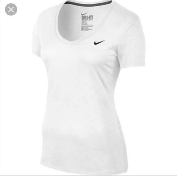 Nike Dri Fit White V Neck Short Sleeve - Picture 2 of 5